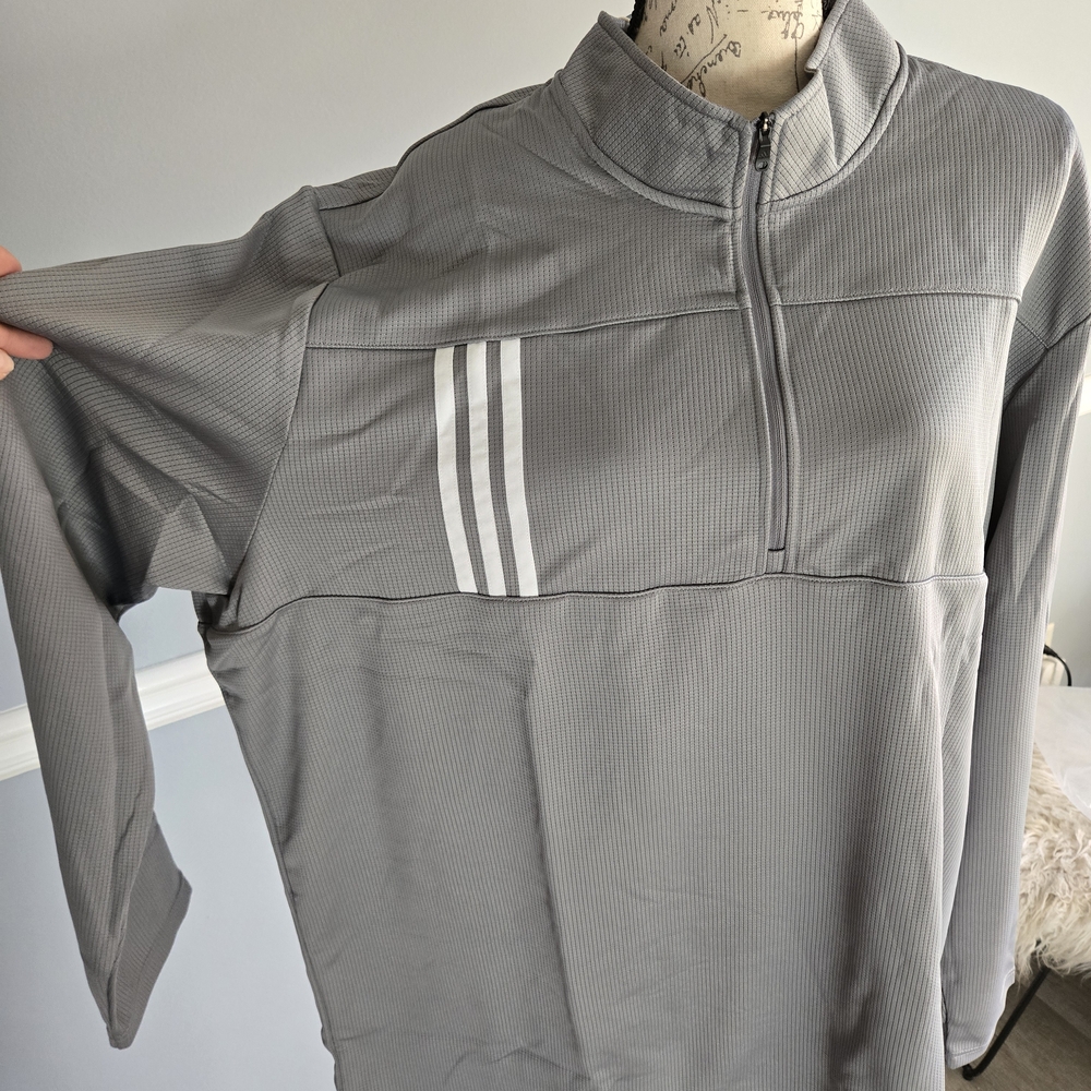 adidas Gray Long Sleeve Quarter-Zip Pullover - Picture 2 of 4
